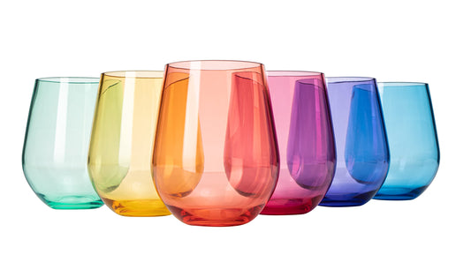 Colored Stemless Acrylic Wine Glasses  Set of 6