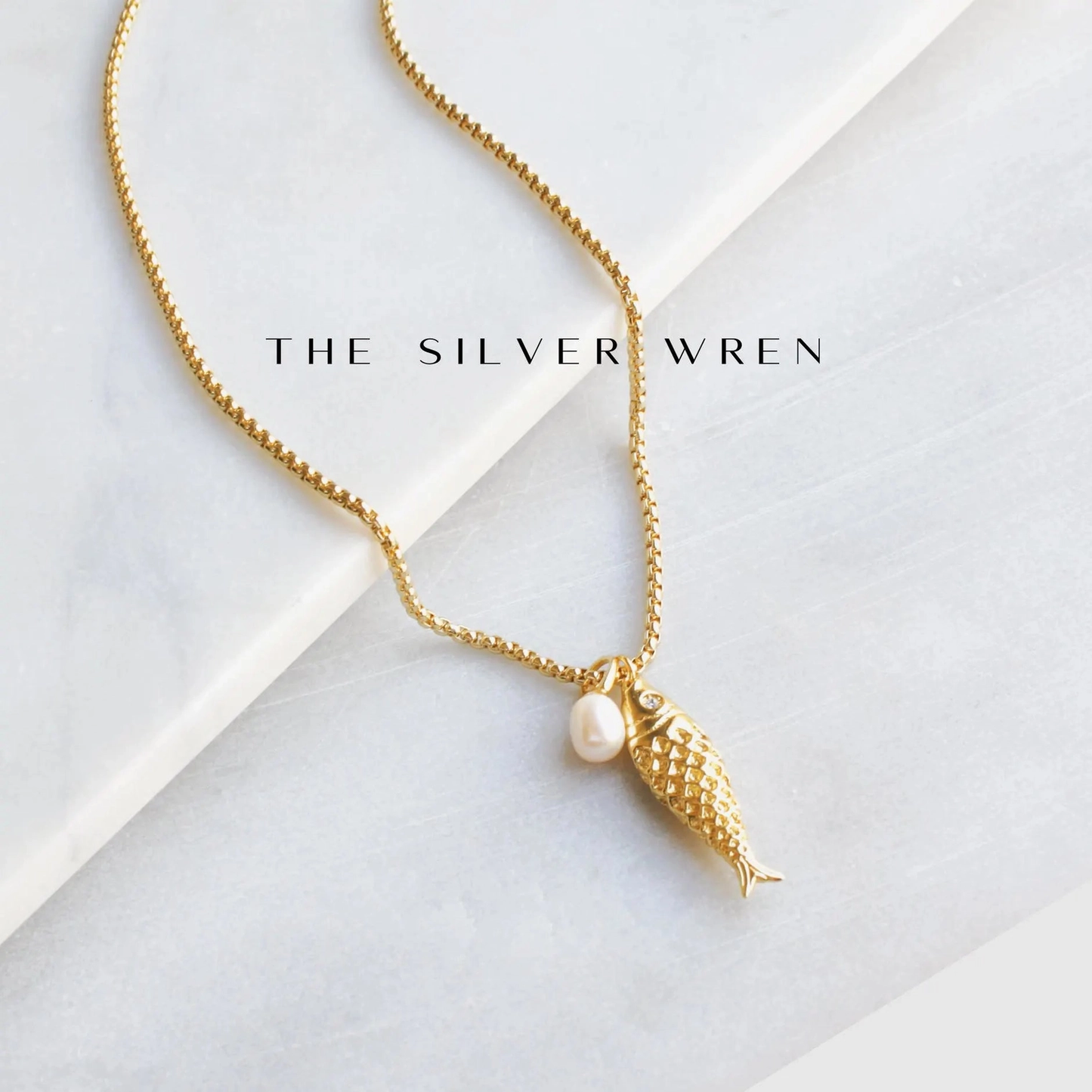 Gold Fish Pendant Necklace 16"