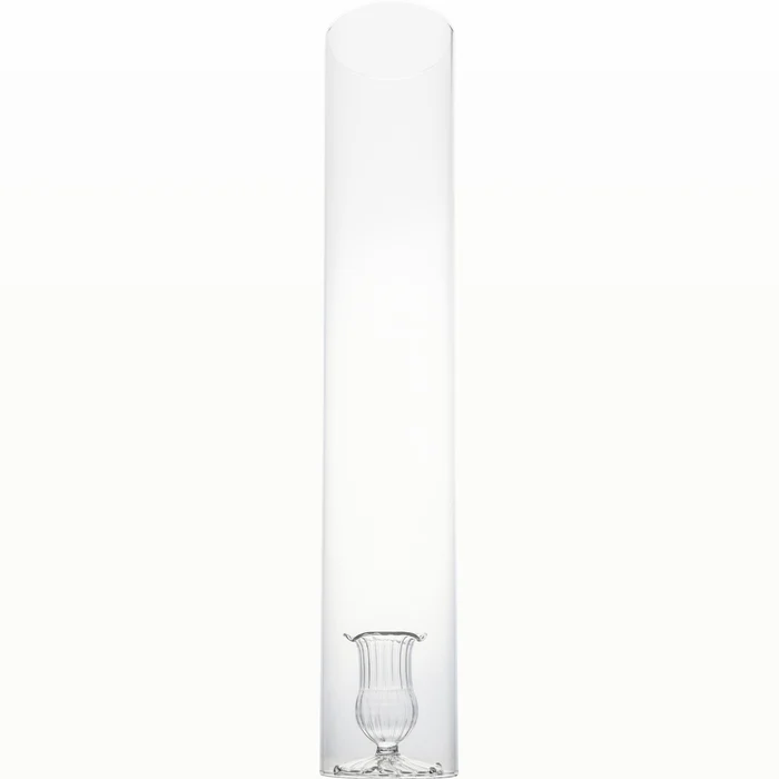 Candle Holder Clear w/ Tall Cylinder