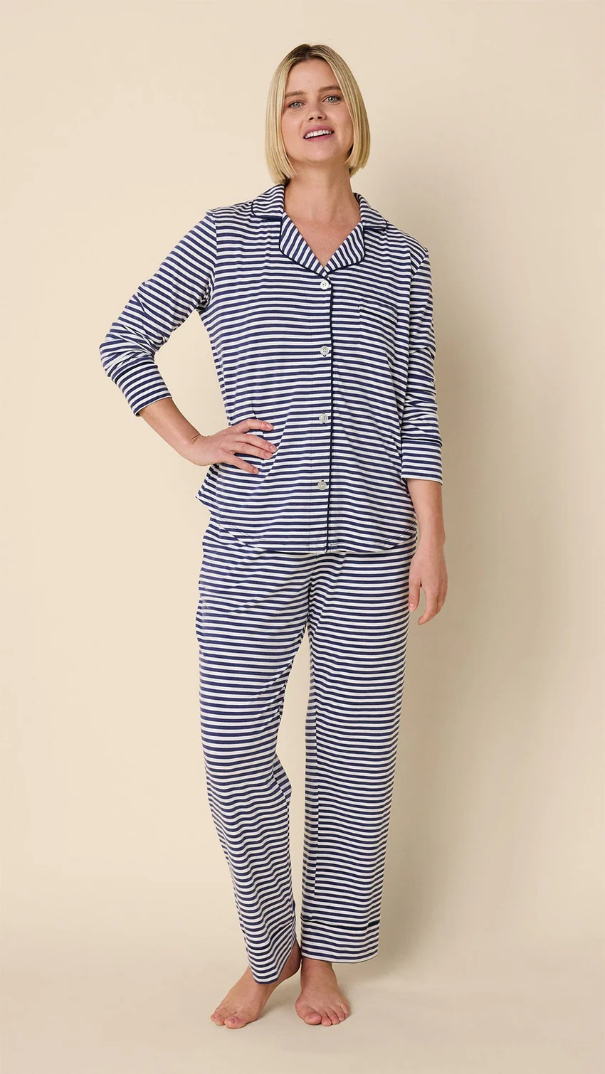Pajamas Essential Stripe Pima Long Slv