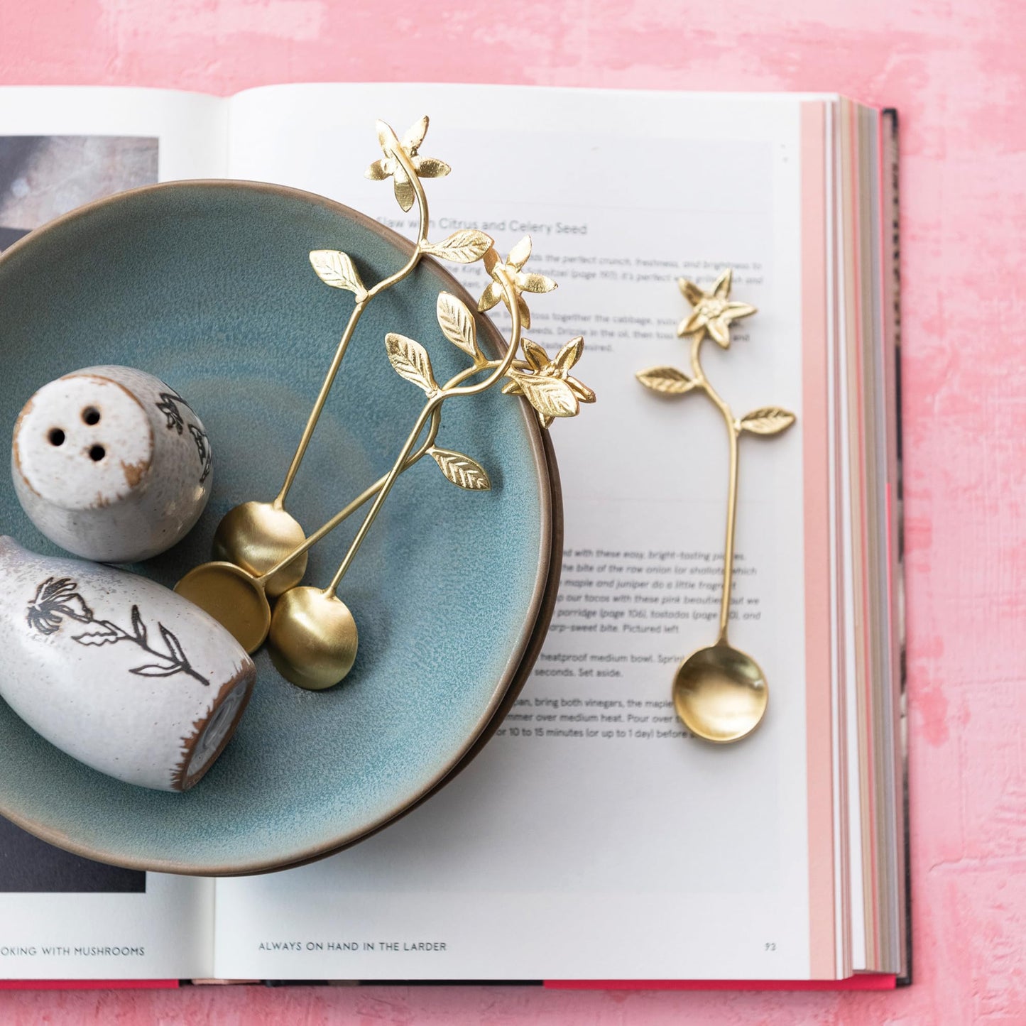 Brass Spoons with Flowers