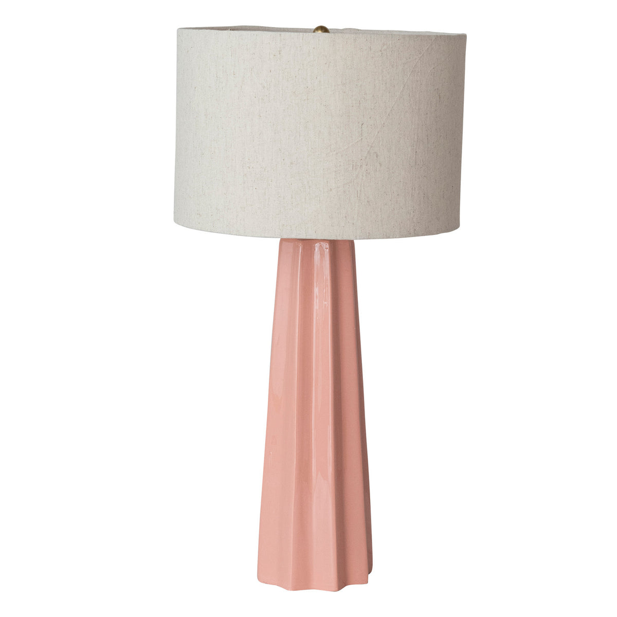 Pink Fluted Table Lamp w/ Linen Shade