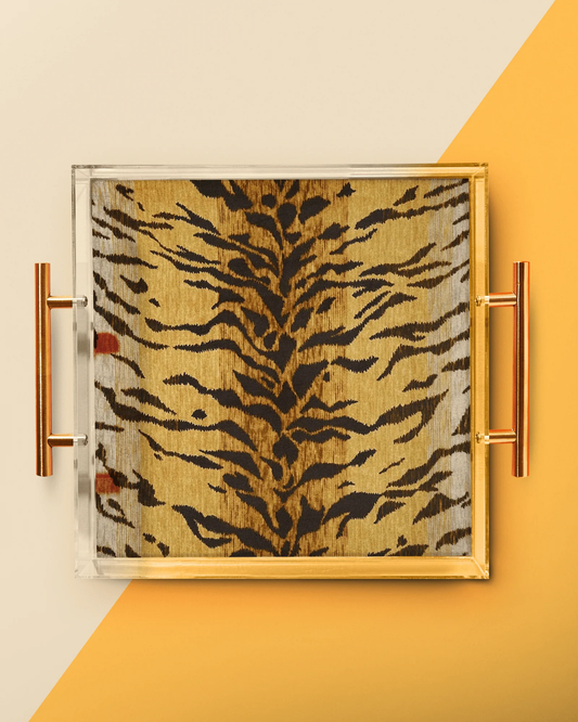 Bengal Print Acrylic Tray with Handles