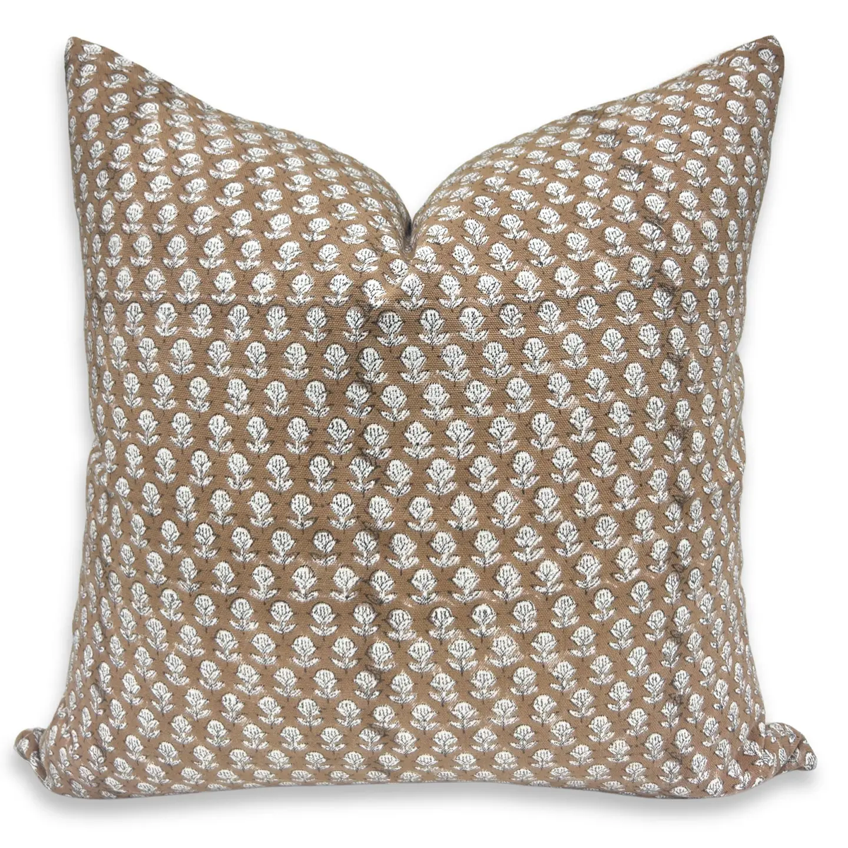 Block Print Pillow Tan/White 20" - Tarangni