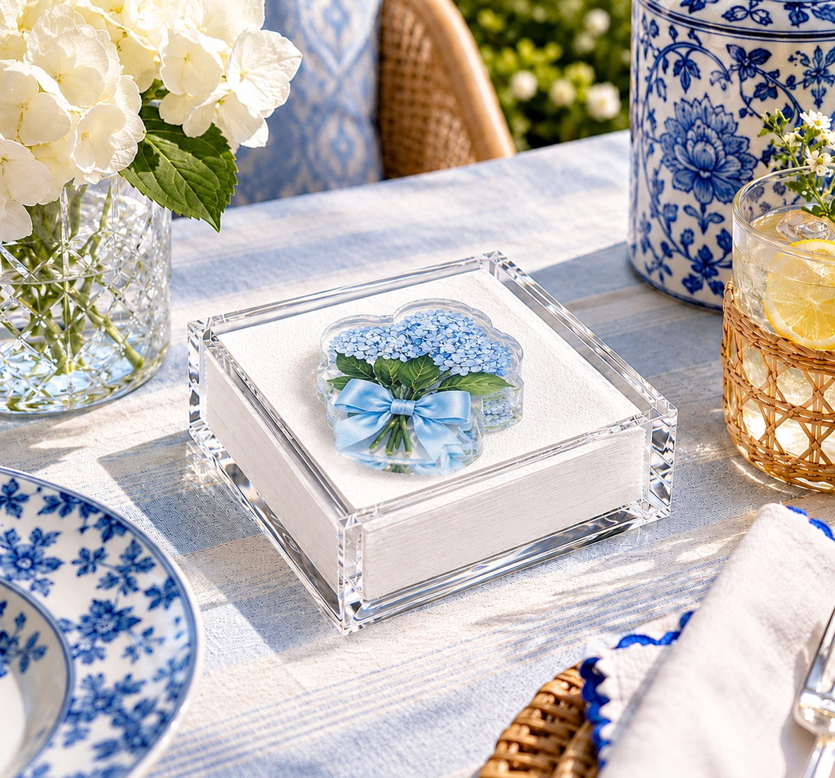 Acrylic Napkin Weight, Hydrangea