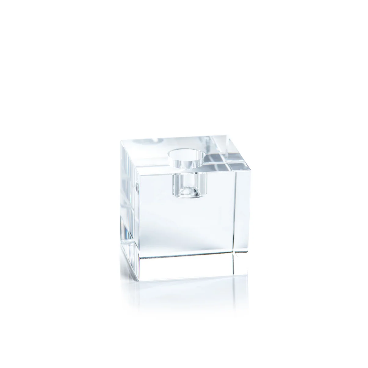 Square Crystal Glass Taper Holder - 2.75"