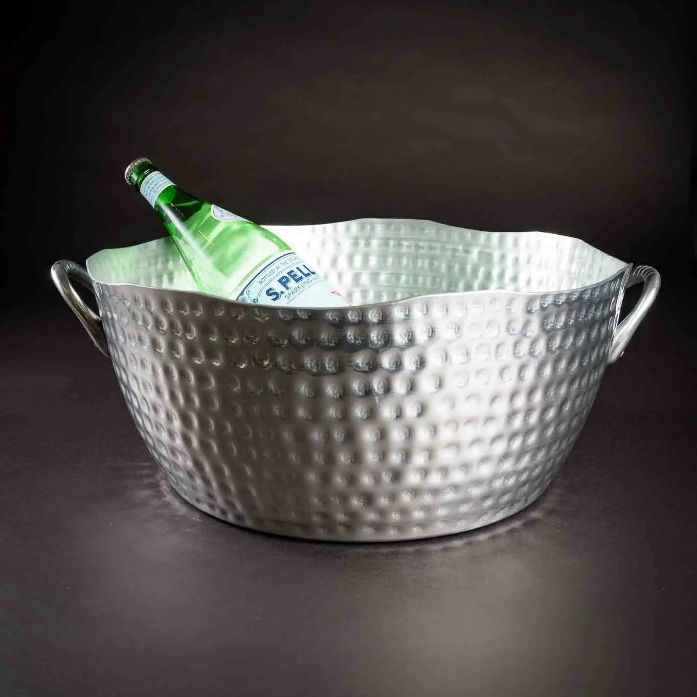 Hammered Round Silver Beverage Tub