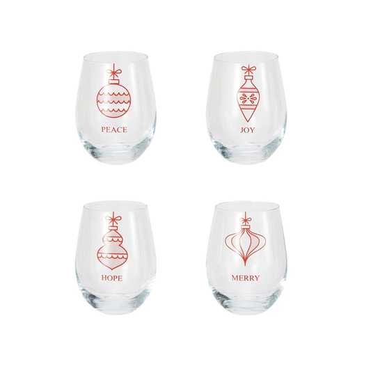 Christmas Stemless Wine Set/4