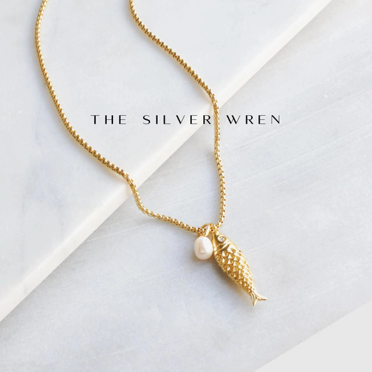 Gold Fish Pendant Necklace 16"