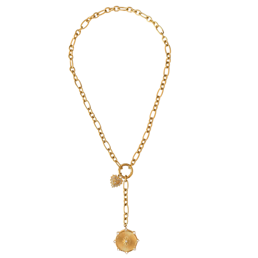 Linden Toggle Chain Medallion Lariat Necklace