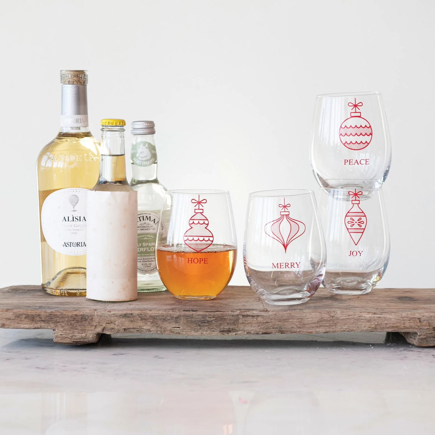 Christmas Stemless Wine Set/4