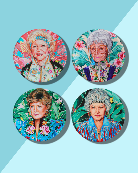 Acrylic Drink Coaster Set of 4 Golden Gals