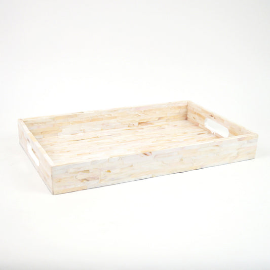Mother of Pearl Rectangular Tray White