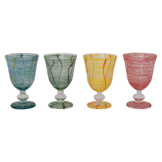 Stemmed Wine Glasses Set/4, 4 Colors