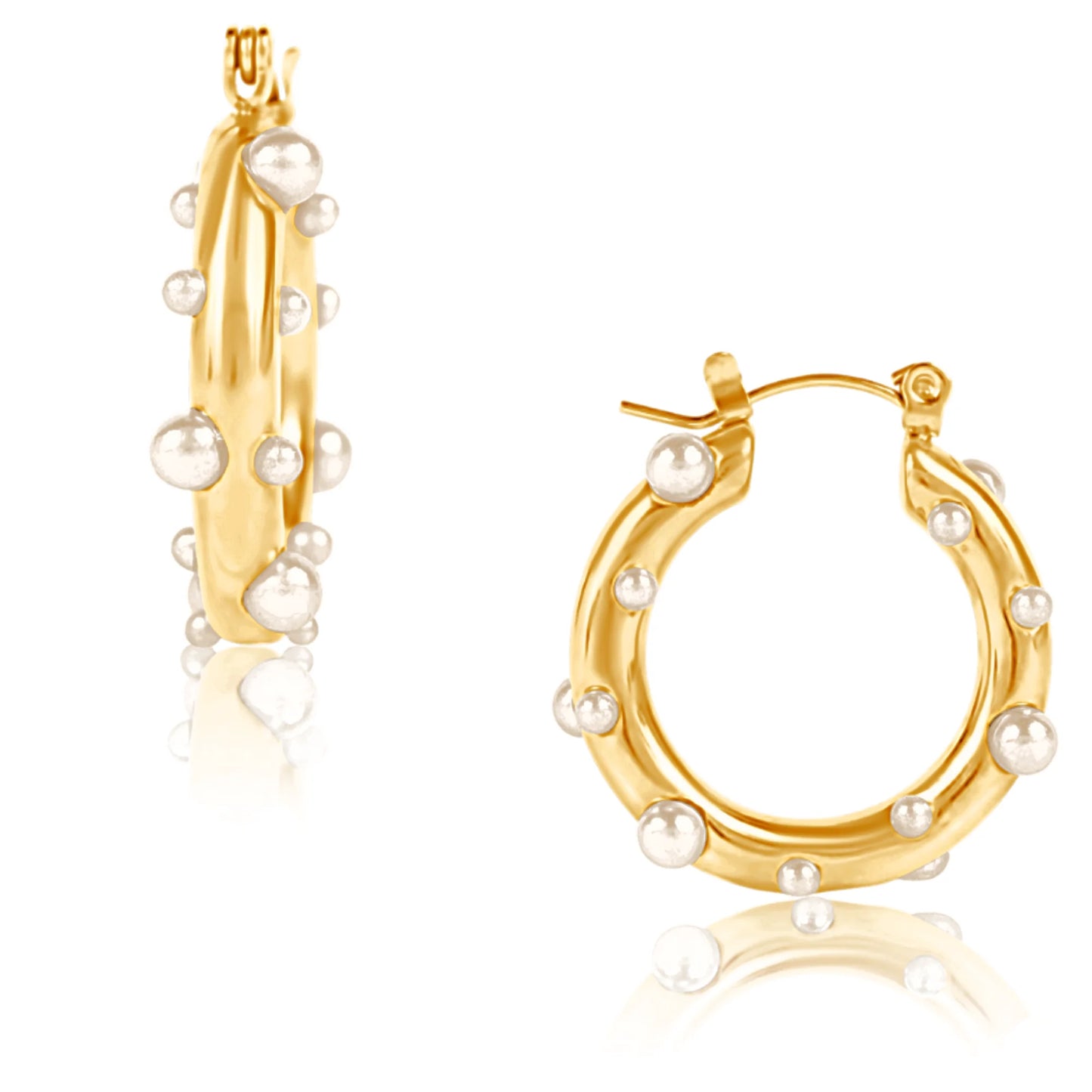 Nicoletta Pearl Hoop Earring GOLD