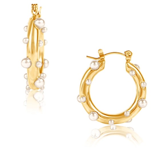 Nicoletta Pearl Hoop Earring GOLD