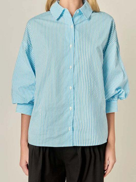 Striped Button Down Shirt, Powder Blue
