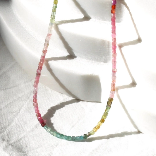 Tourmaline Beaded Necklace 16"