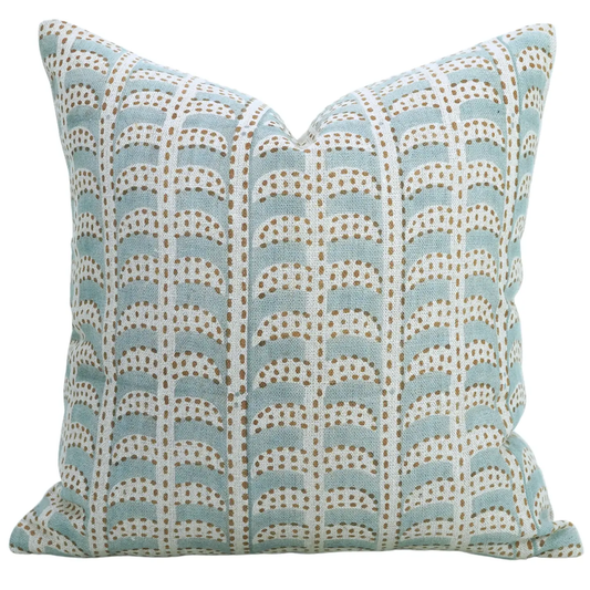 Block Print Pillow Teal/Tan 20" - Garud
