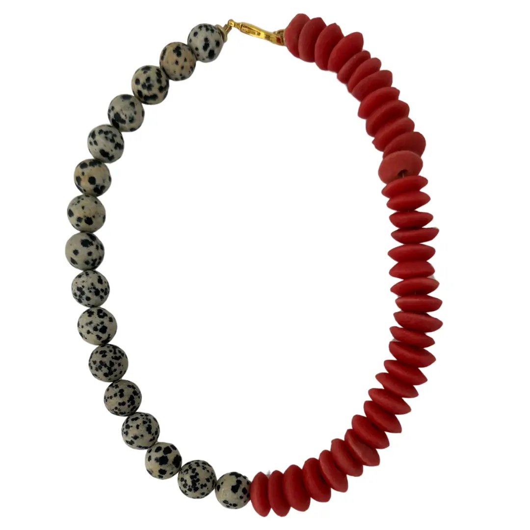 Georgia Necklace - BW / Reds