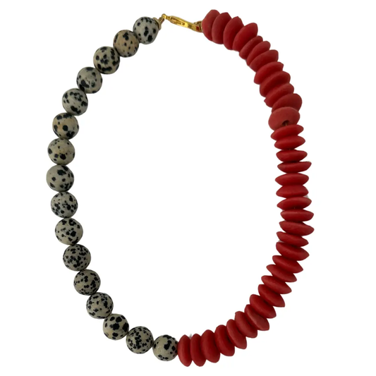Georgia Necklace - BW / Reds