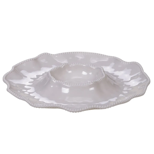 Perlette Melamine Chip & Dip - Cream