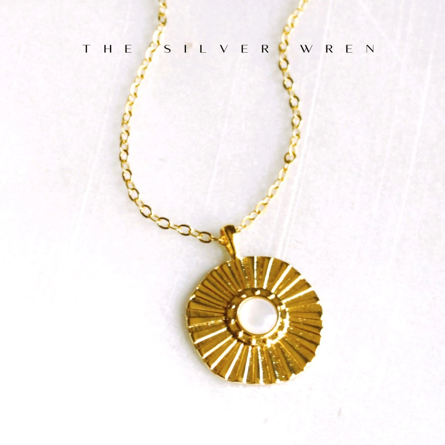Gold Burst Pendant Necklace 18"