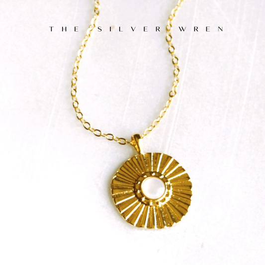 Gold Burst Pendant Necklace 18"