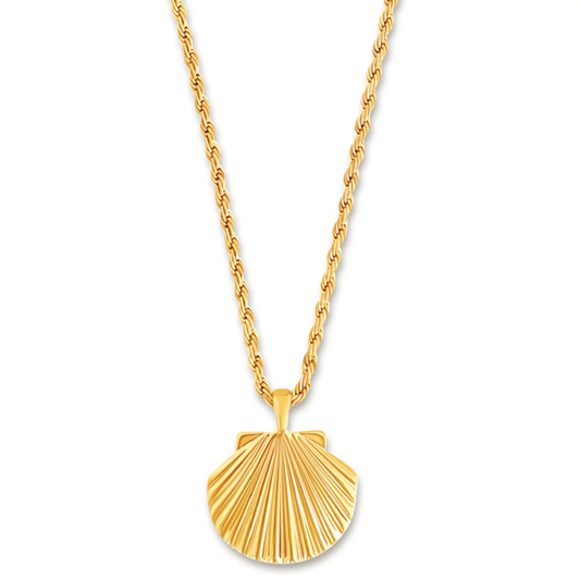 Natalia Oversized Shell Pendant Necklace  GOLD