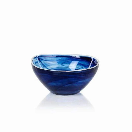 Monte Carlo Alabaster Glass Bowl - Indigo/Small