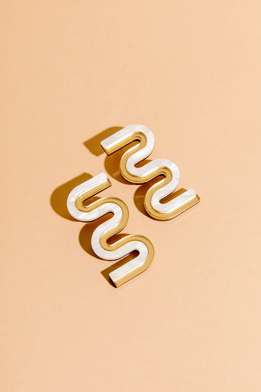 Squiggle Vea Mini Earrings w/ gold