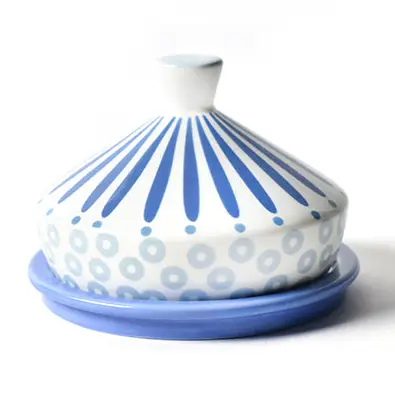 Round Butter Dish - Iris Blue Burst