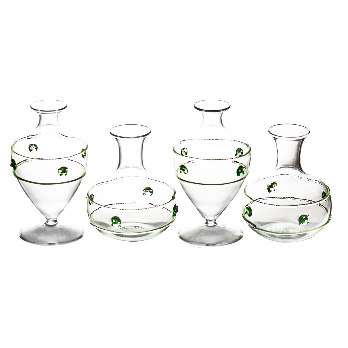 Bud Vases w/ Green Set 4