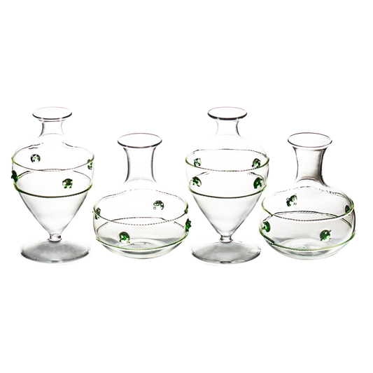 Bud Vases w/ Green Set 4
