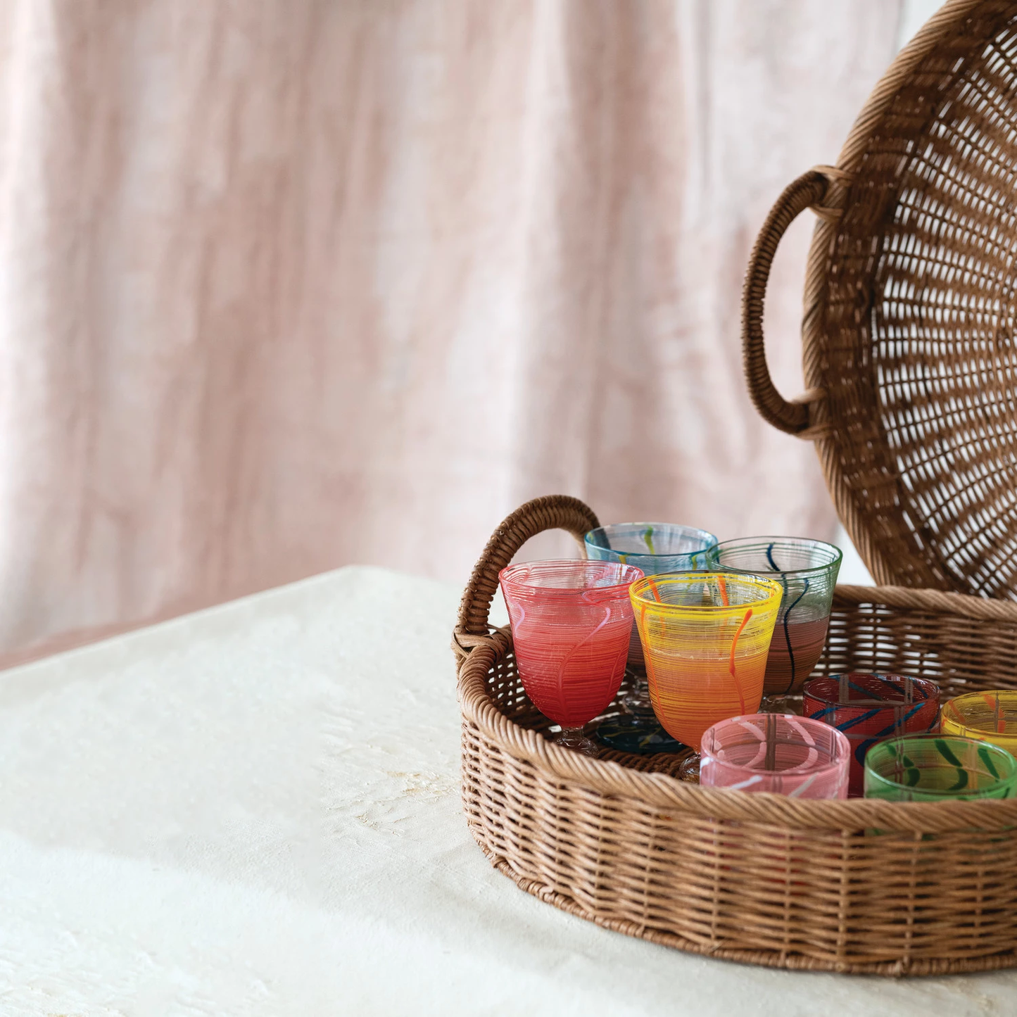 Stemmed Wine Glasses Set/4, 4 Colors