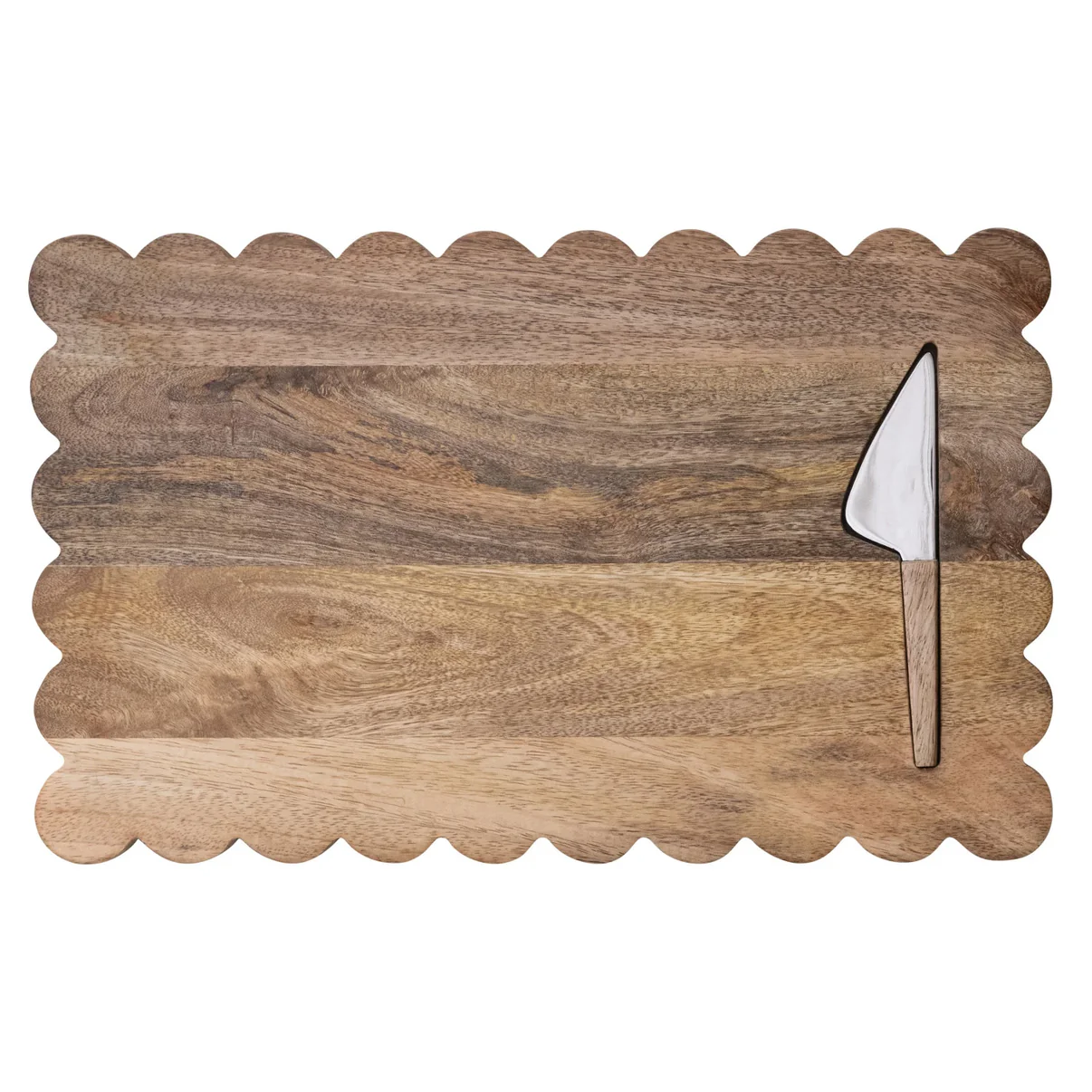 Wood Scalloped Board w/ Knife, 10x16