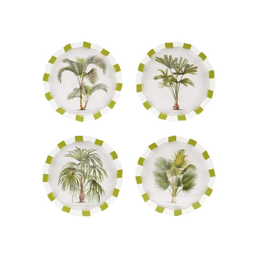 Green/White Stripe Framed Art w/ Palm Tree EACH