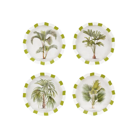 Green/White Stripe Framed Art w/ Palm Tree EACH