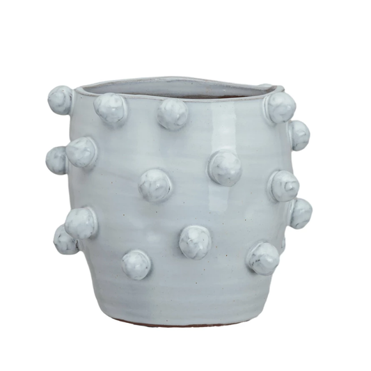 Hobnail White Terracotta Planter