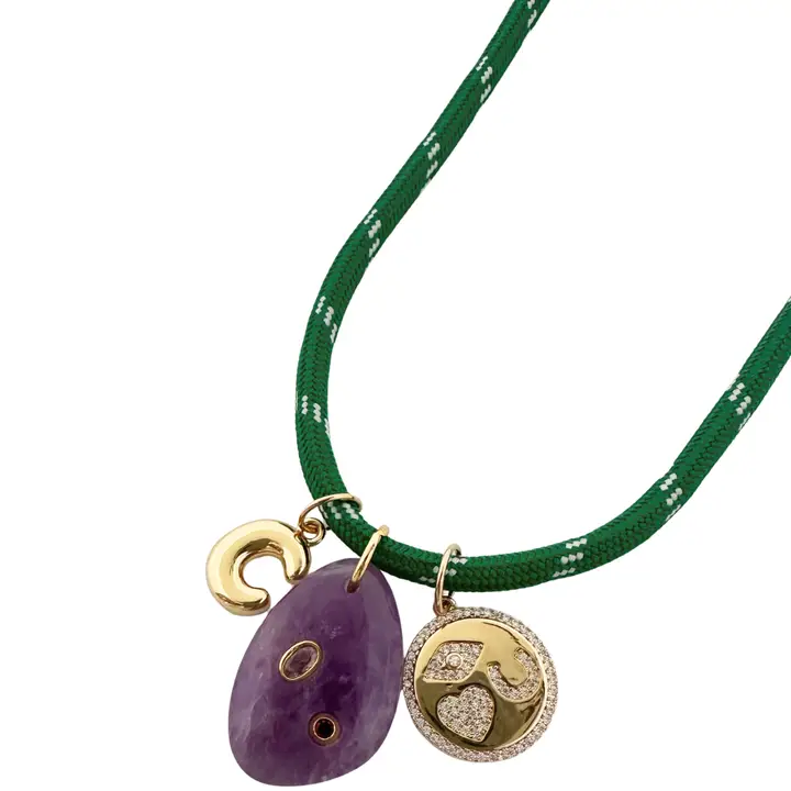 Summer Club Necklace on Green Cord