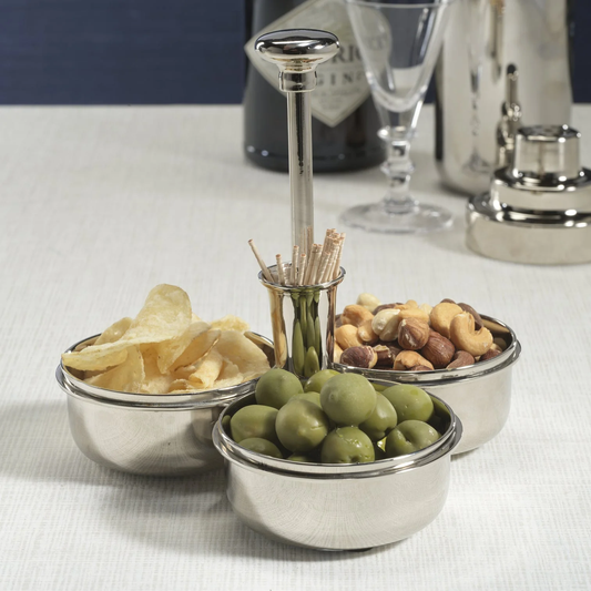 Basso Condiment Trio w/ Cocktail Pick Holder