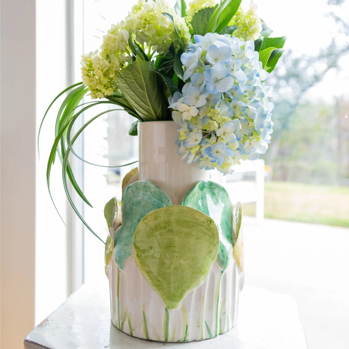 Vase w/ Green Petals Wildflow