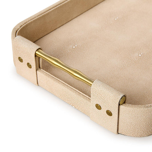 Cream Shagreen Rectangle Tray Large