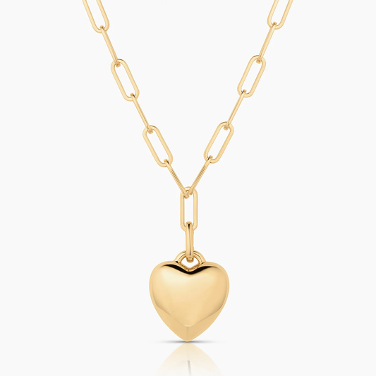 Aurelie Puffy Heart Clip Necklace 14KGP