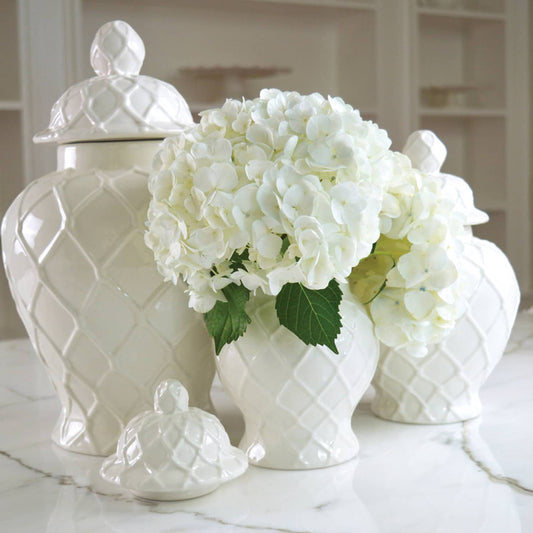 Textured White Ginger Jar