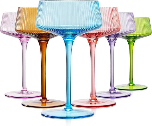 Khen Vintage Ribbed Coupe Glass Set