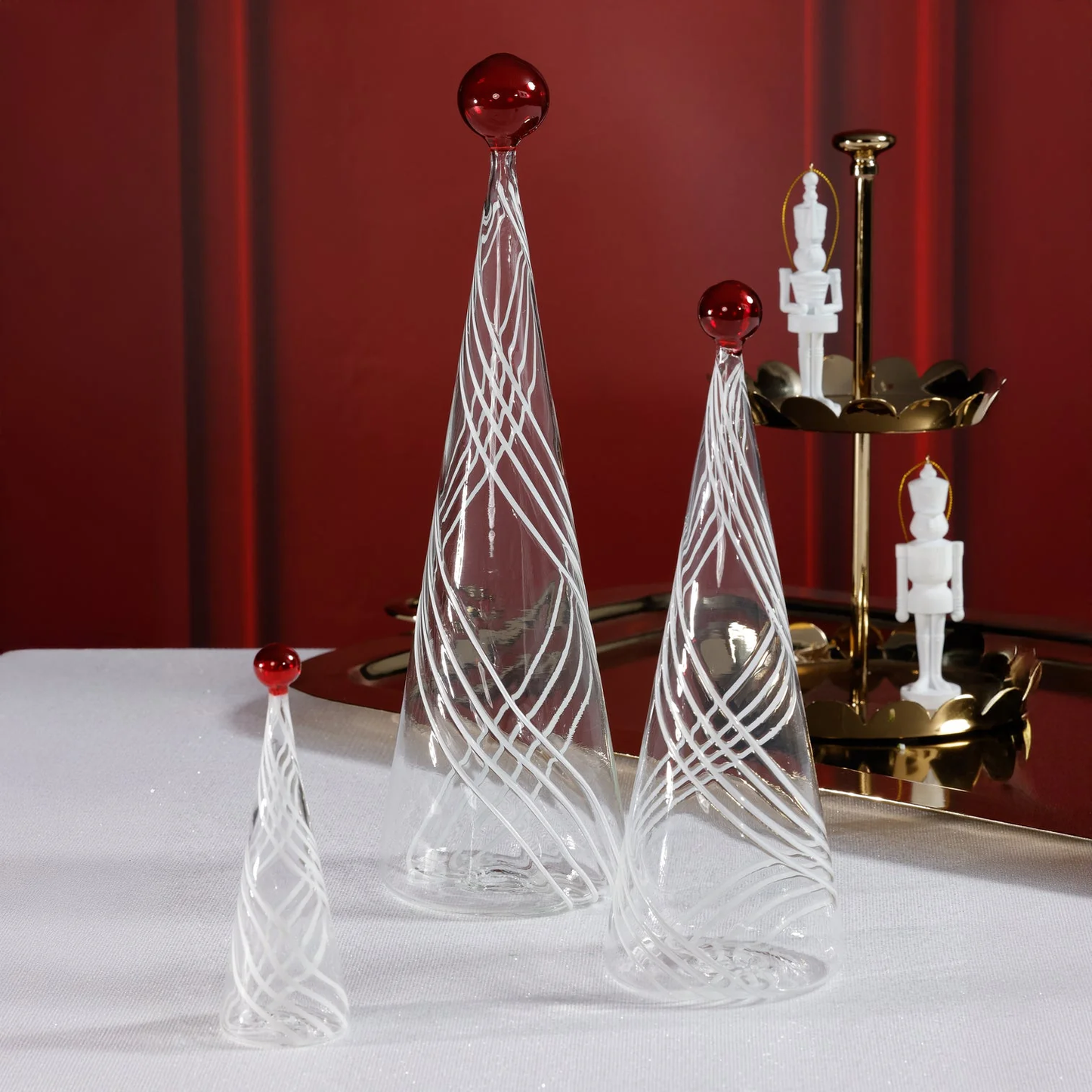 Glass Tree w/ White Swirl Design