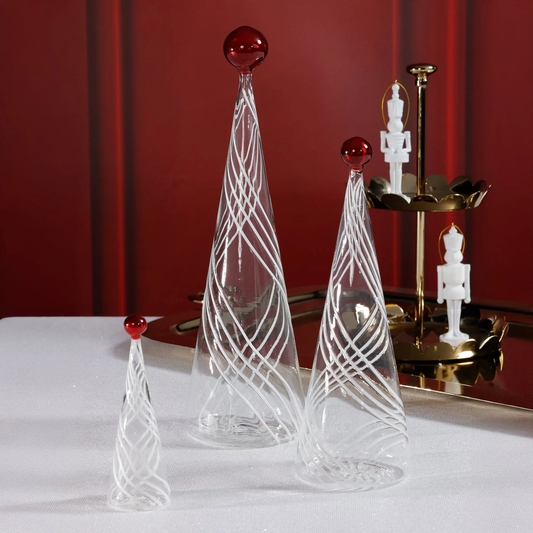 Glass Tree w/ White Swirl Design