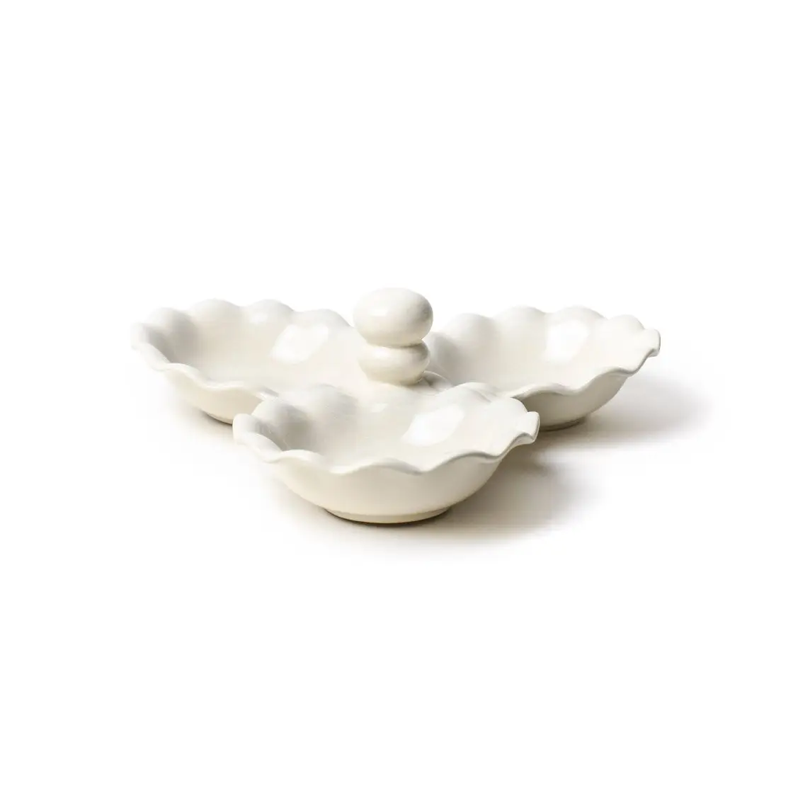 Signature Ruffle Three Bowl Server, White